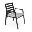 LeisureMod Chelsea 7-Piece Outdoor Dining Set in Black Aluminum Light Gray