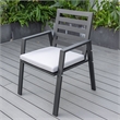 LeisureMod Chelsea 7-Piece Outdoor Dining Set in Black Aluminum Light Gray