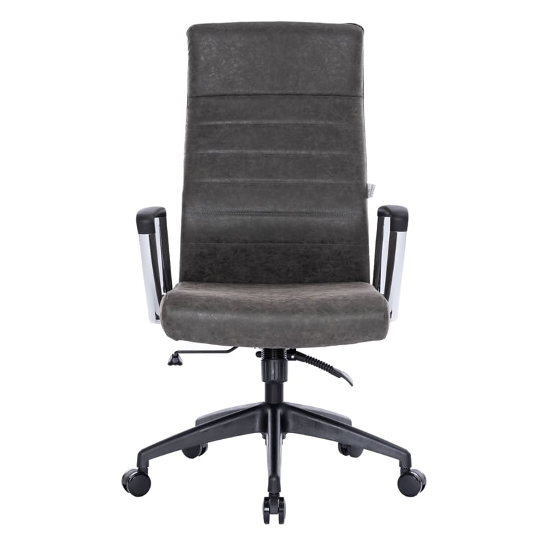 LeisureMod Hilton High Back Faux Leather Conference Office Chair in Charcoal