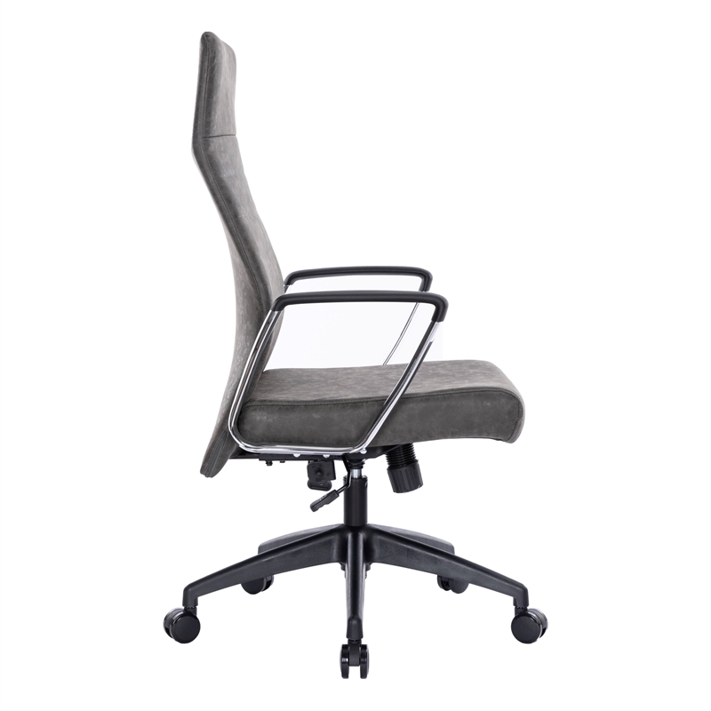 LeisureMod Hilton High Back Faux Leather Conference Office Chair in Charcoal