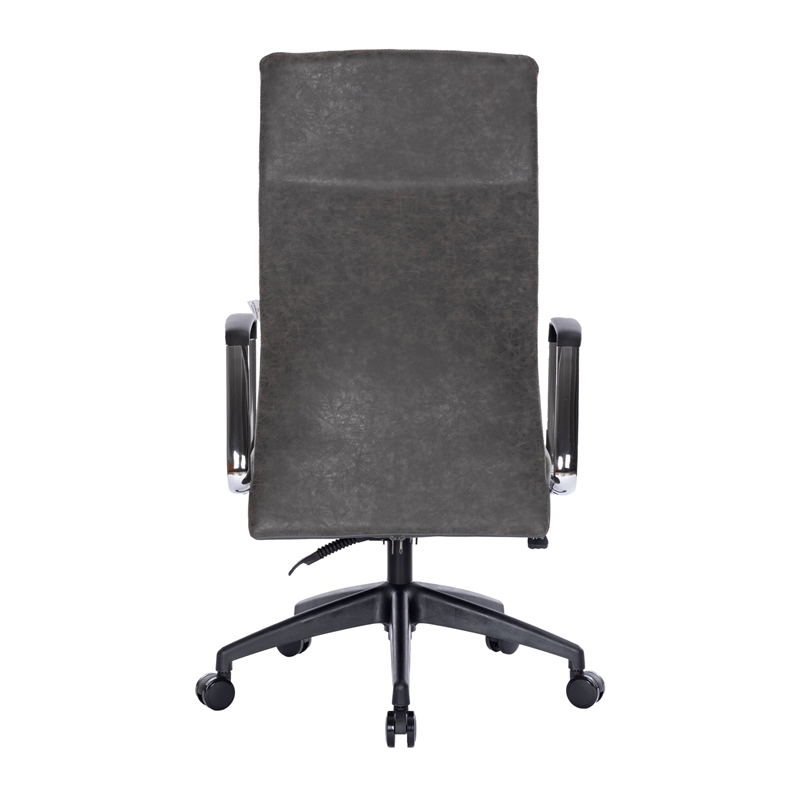LeisureMod Hilton High Back Faux Leather Conference Office Chair in Charcoal