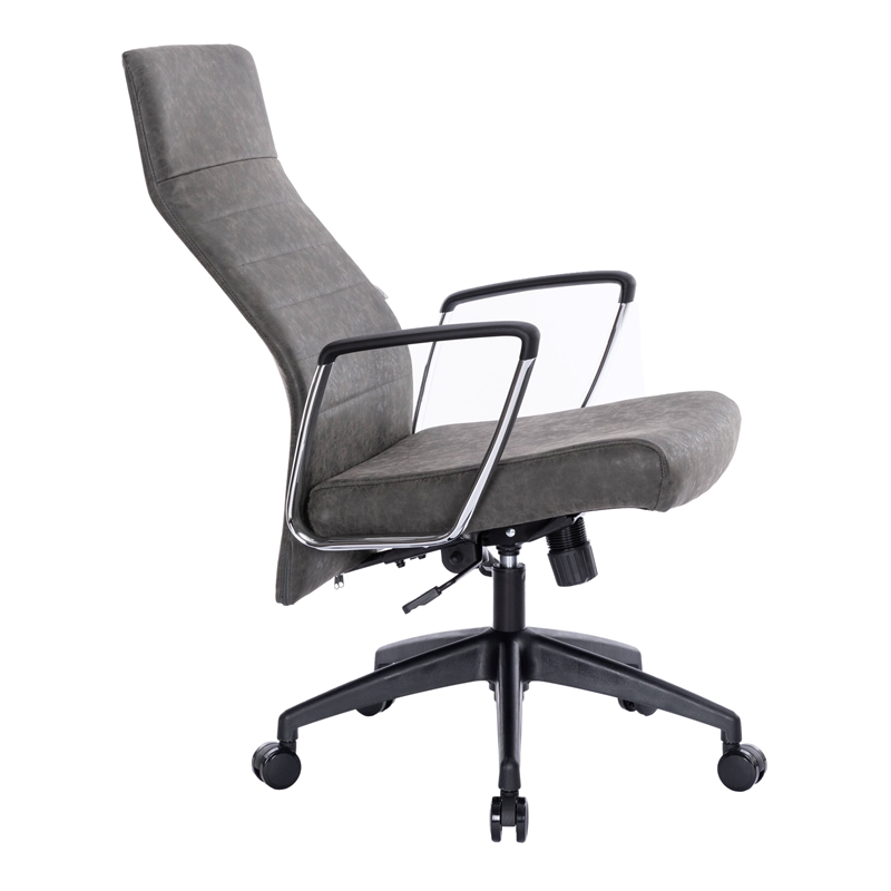 LeisureMod Hilton High Back Faux Leather Conference Office Chair in Charcoal