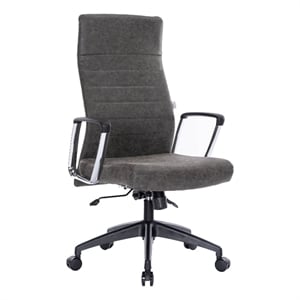 LeisureMod Hilton High Back Faux Leather Conference Office Chair in Charcoal
