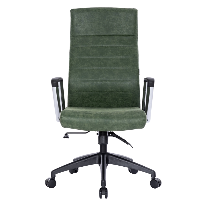 LeisureMod Hilton High Back Faux Leather Conference Office Chair in Green
