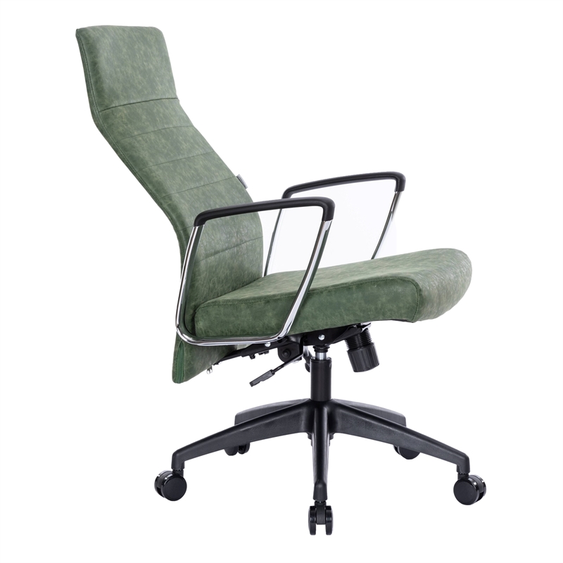 LeisureMod Hilton High Back Faux Leather Conference Office Chair in Green