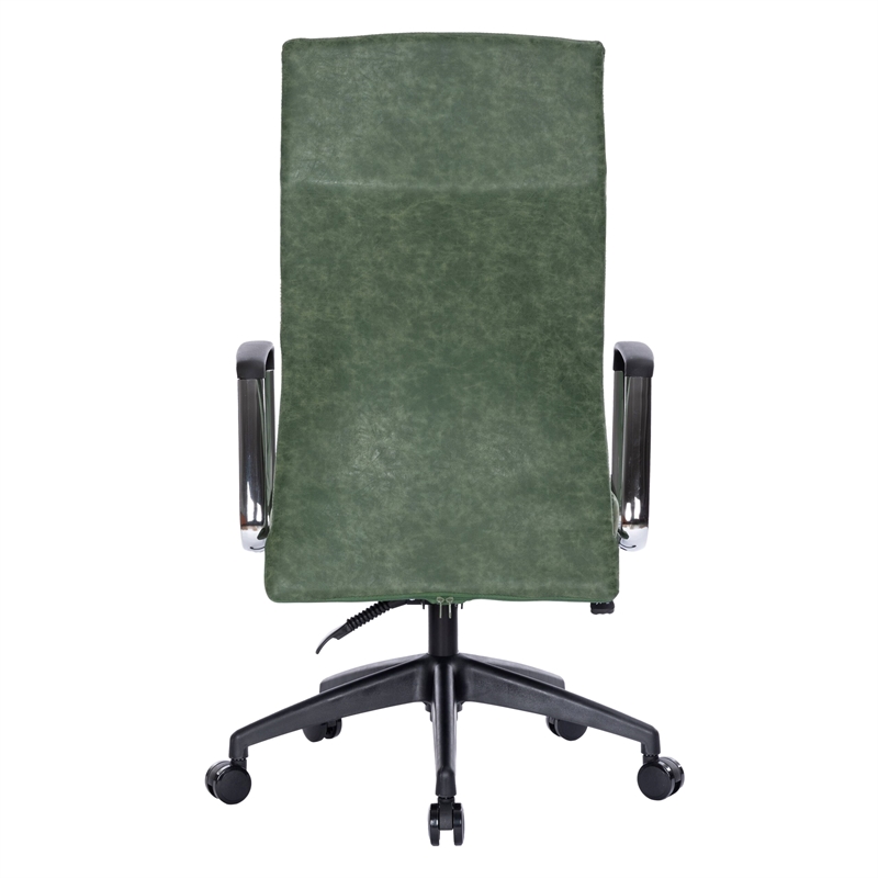 LeisureMod Hilton High Back Faux Leather Conference Office Chair in Green