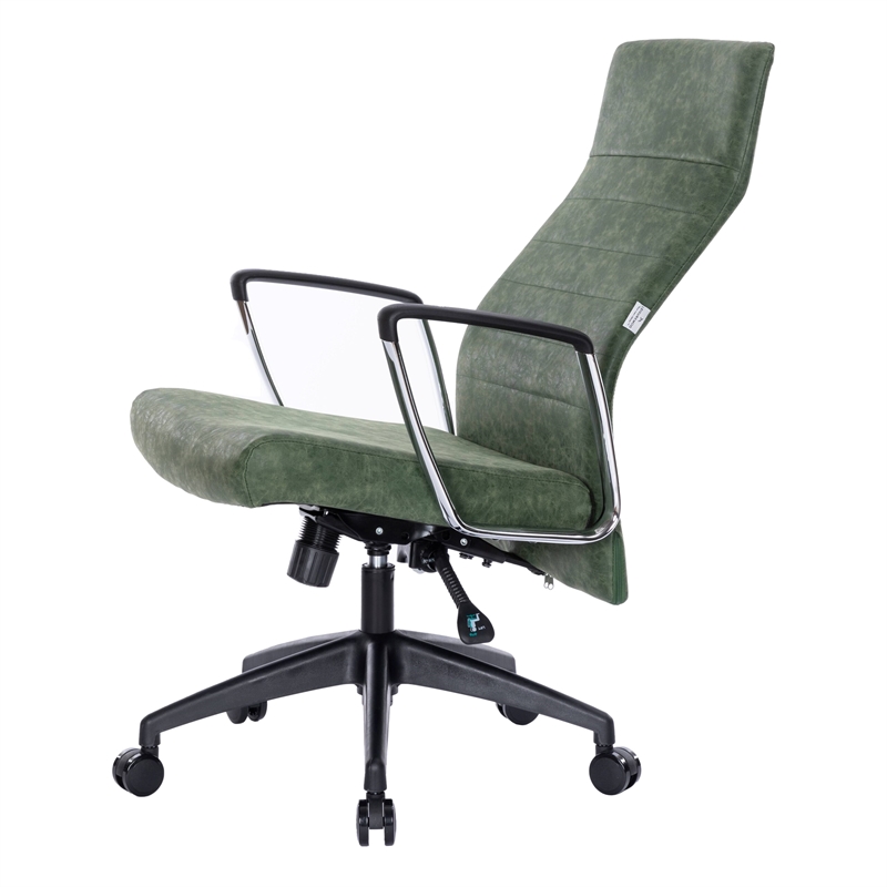 LeisureMod Hilton High Back Faux Leather Conference Office Chair in Green