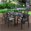 LeisureMod Chelsea Patio Dining Chair in Black Aluminum Set of 4 Beige