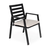 LeisureMod Chelsea Patio Dining Chair in Black Aluminum Set of 4 Beige