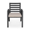 LeisureMod Chelsea Patio Dining Chair in Black Aluminum Set of 4 Beige
