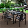 LeisureMod Chelsea Patio Dining Chair in Black Aluminum Set of 4 Black