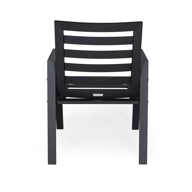LeisureMod Chelsea Patio Dining Chair in Black Aluminum Set of 4 Black