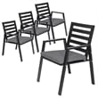 LeisureMod Chelsea Patio Dining Chair in Black Aluminum Set of 4 Black