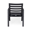 LeisureMod Chelsea Patio Dining Chair in Black Aluminum Set of 4 Charcoal Blue