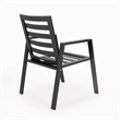 LeisureMod Chelsea Patio Dining Chair in Black Aluminum Set of 4 Charcoal Blue