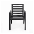 LeisureMod Chelsea Patio Dining Chair in Black Aluminum Set of 4 Charcoal Blue