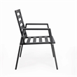LeisureMod Chelsea Patio Dining Chair in Black Aluminum Set of 4 Charcoal Blue