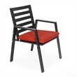 LeisureMod Chelsea Patio Dining Chair in Black Aluminum Set of 4 Cherry Red