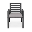LeisureMod Chelsea Patio Dining Chair in Black Aluminum Set of 4 Light Grey