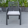 LeisureMod Chelsea Patio Dining Chair in Black Aluminum Set of 4 Light Grey