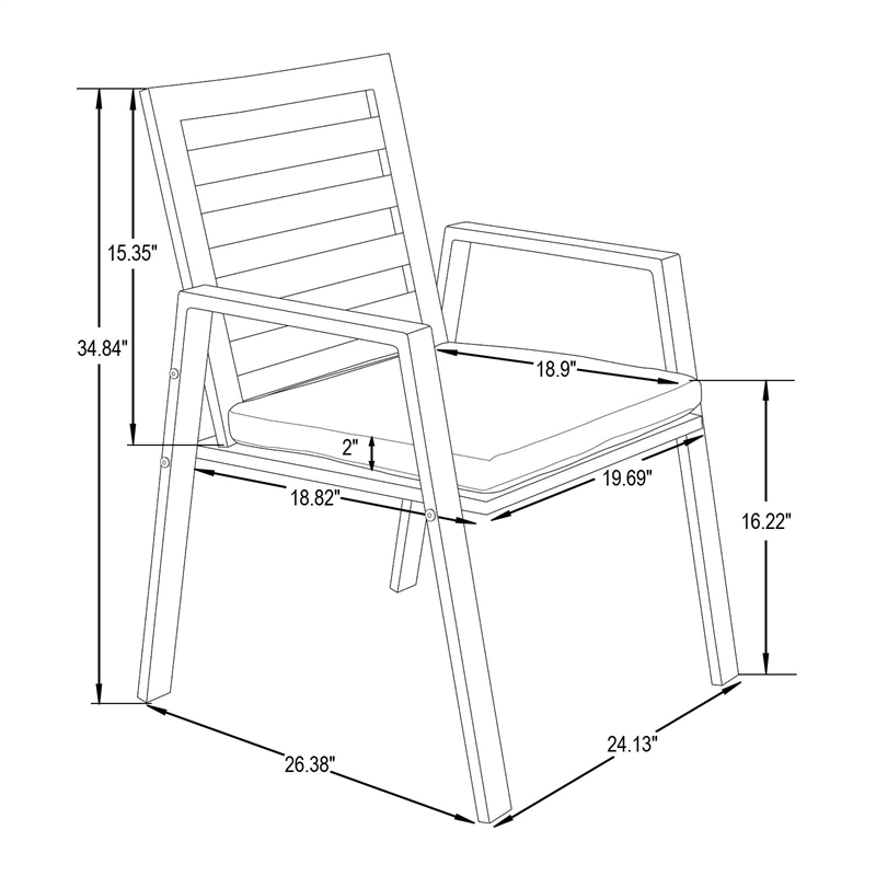 LeisureMod Chelsea Patio Dining Chair in Black Aluminum Set of 4 Orange