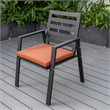 LeisureMod Chelsea Patio Dining Chair in Black Aluminum Set of 4 Orange