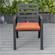 LeisureMod Chelsea Patio Dining Chair in Black Aluminum Set of 4 Orange