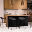LeisureMod Servos Barstool with Faux Leather Seat in Black (Set of 2)