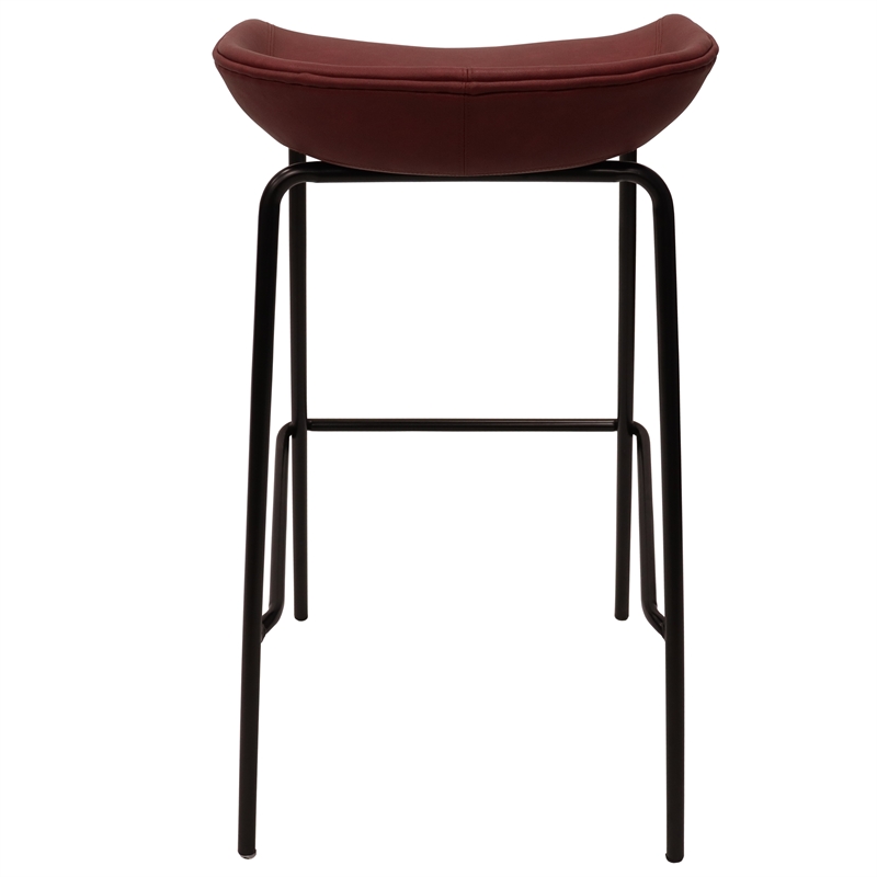 LeisureMod Servos Barstool with Faux Leather Seat Set of 2 Red