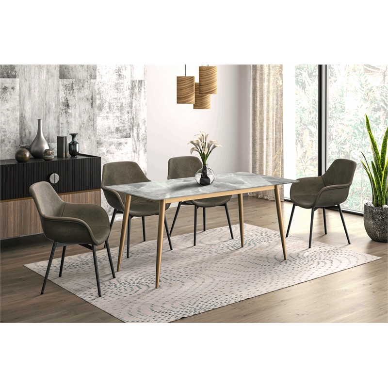 LeisureMod Zayle Dining Table with a Stone 71