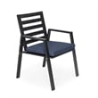 LeisureMod Chelsea 9-Piece Outdoor Dining Set in Black Aluminum Charcoal Blue