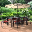LeisureMod Chelsea 9-Piece Outdoor Dining Set in Black Aluminum Cherry
