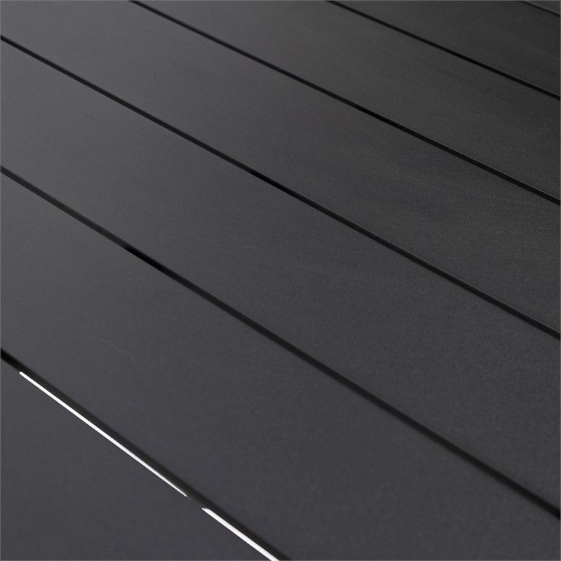 LeisureMod Chelsea 9-Piece Outdoor Dining Set in Black Aluminum Cherry