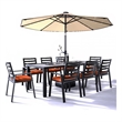 LeisureMod Chelsea 9-Piece Outdoor Dining Set in Black Aluminum Cherry