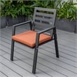 LeisureMod Chelsea 9-Piece Outdoor Dining Set in Black Aluminum Orange