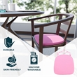 LeisureMod Modern Dining Chair Fabric Cushions With Ties in Pink (Set of 2)
