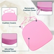 LeisureMod Modern Dining Chair Fabric Cushions With Ties in Pink (Set of 2)