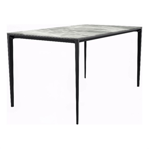 LeisureMod Avo 55&quot Rectangular Dining Table with Black Aluminum Legs Light Gray