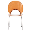 LeisureMod Opulent Plastic Dining  Chair in Chrome Metal Base Amber