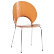 LeisureMod Opulent Plastic Dining  Chair in Chrome Metal Base Amber