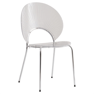LeisureMod Opulent Plastic Dining  Chair in Chrome Metal Base Clear