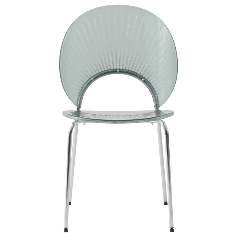 LeisureMod Opulent Plastic Dining  Chair in Chrome Metal Base Smoke