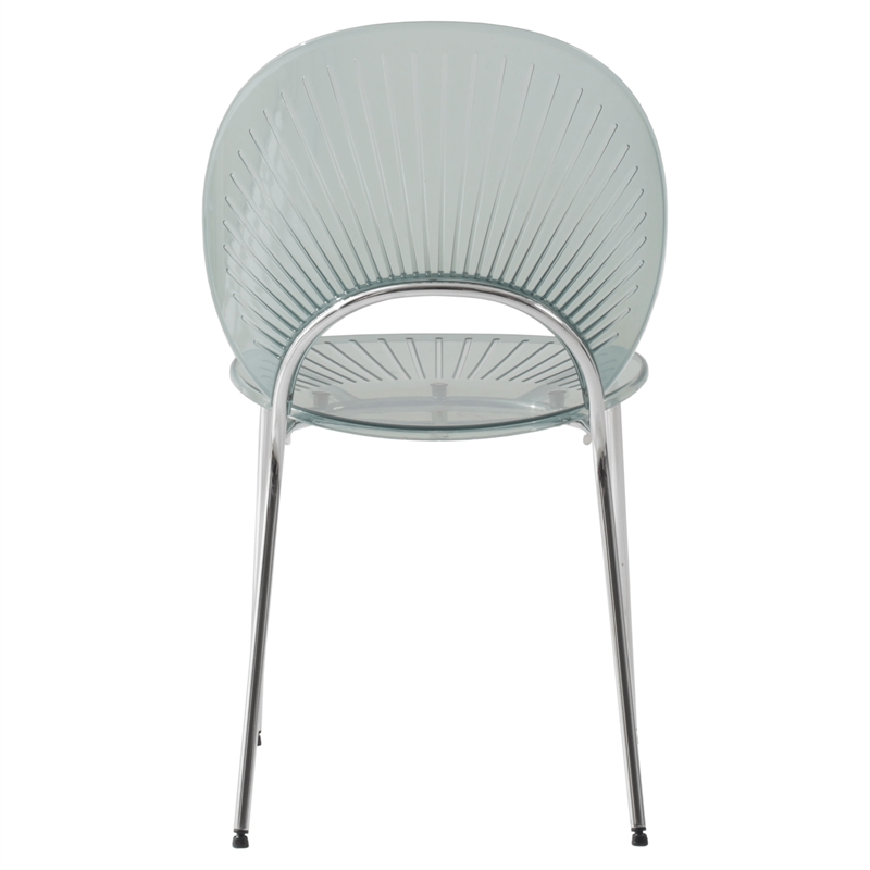 LeisureMod Opulent Plastic Dining  Chair in Chrome Metal Base Smoke