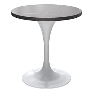LeisureMod Verve Dining Table with a 27&quot Round Stone Tabletop in Black