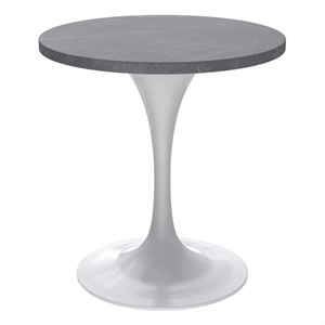 LeisureMod Verve Dining Table with a 27&quot Round Stone Tabletop in Gray