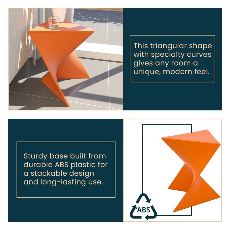 LeisureMod Randolph Modern Triangle End Table in Orange Set of 2