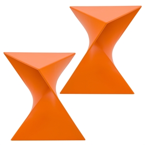 LeisureMod Randolph Modern Triangle End Table in Orange Set of 2