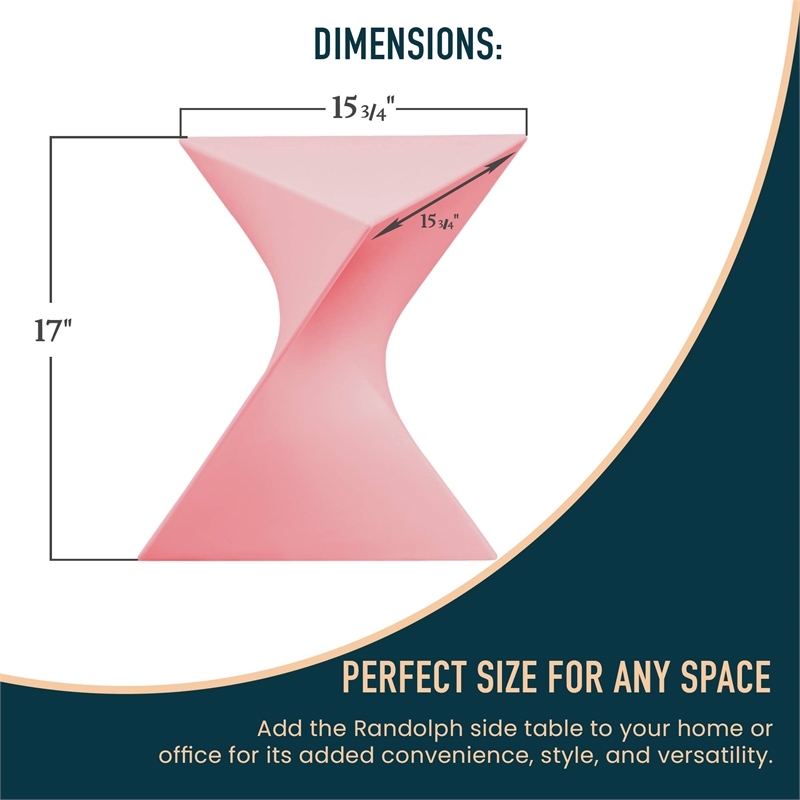 LeisureMod Randolph Modern Triangle End Table in Pink Set of 2