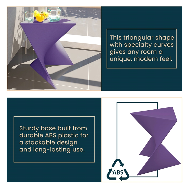 LeisureMod Randolph Modern Triangle End Table in Purple Set of 2