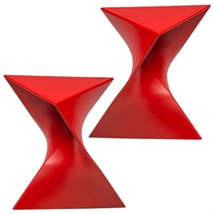 LeisureMod Randolph Modern Triangle End Table in Red Set of 2